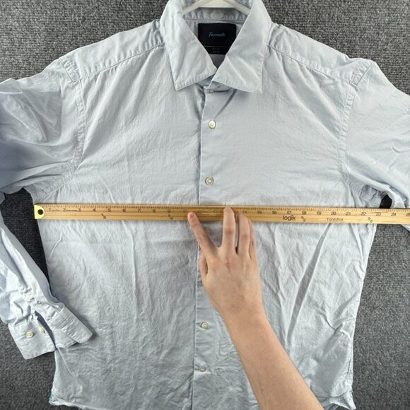 Faconnable 17 Check Blue Button Up Men Shirt French Long Sleeve Spread Adult - Picture 5 of 14